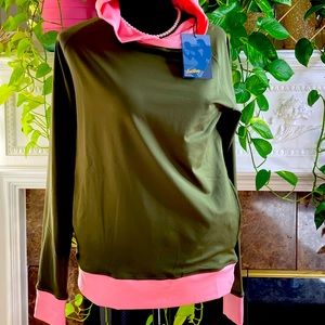 Pink and Green athletic hoodie/pullover